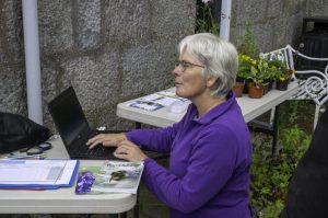 Aileen Salway from NESBReC checking her bat recording device