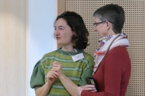 Grace speaking with Maggie Chapman, Green MSP for North East Scotland
